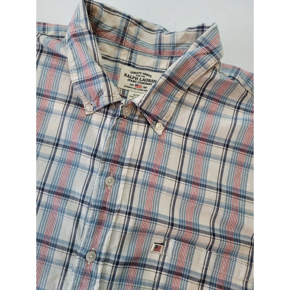 Ralph Lauren Jeans Co Shirt‎ Mens XL Cotton Button Down SS Plaid